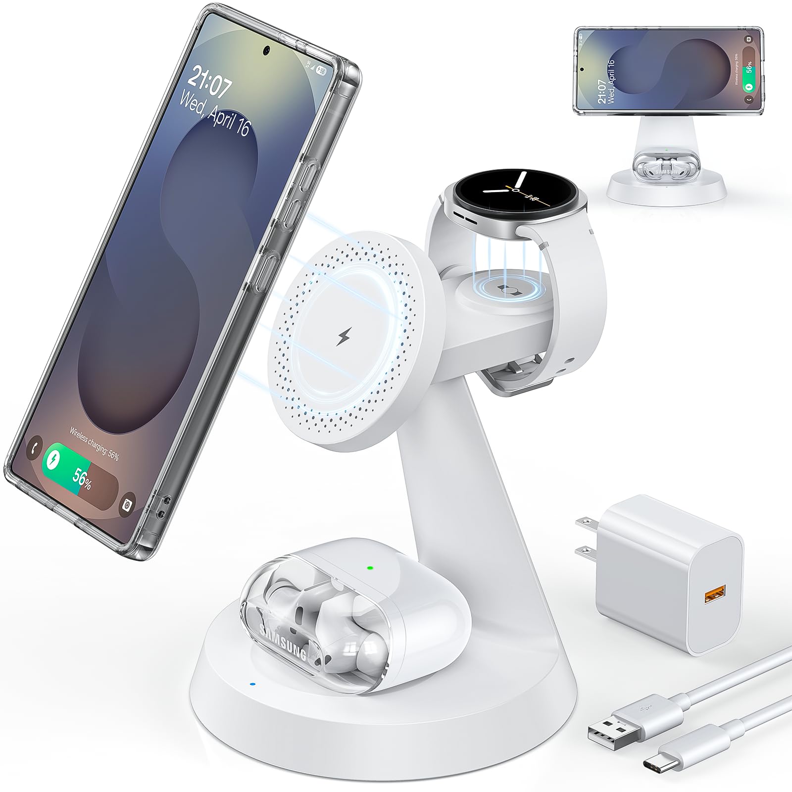 Amazon.com: Magnetic Wireless Charger for Samsung, 3 in 1 Charging